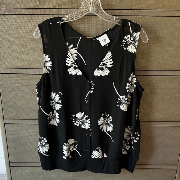 CAbi Tops - Cabi Black and White Floral Button-Up Blouse